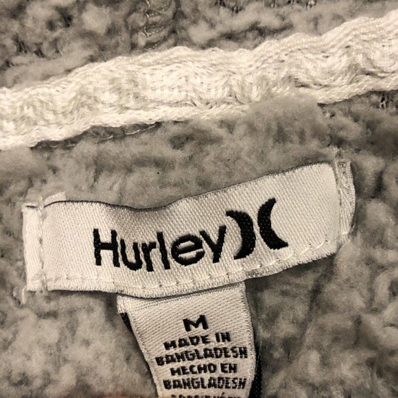 Hurley Hoodie Womens Medium Gray Sherpa Sweatshirt Drawstring Fleece Fuzzy - Picture 3 of 12